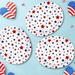 Elyxio Patriotic Star Disposable Party Plates - 25 Pack