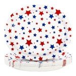 Elyxio Patriotic Star Disposable Party Plates - 25 Pack