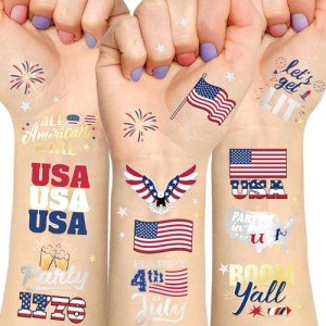 Patriotic Glitter Temporary Tattoos for Fourth of July