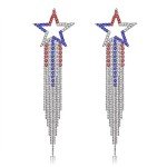 Patriotic Red, White & Blue Tassel Earrings