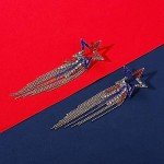 Patriotic Red, White & Blue Tassel Earrings