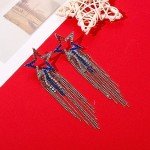 Patriotic Red, White & Blue Tassel Earrings