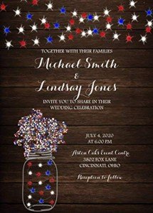 Rustic Patriotic Wedding Invitations with RSVP - 50 Pack