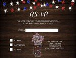 Rustic Patriotic Wedding Invitations with RSVP - 50 Pack