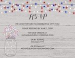 Rustic Patriotic Wedding Invitations with RSVP - 50 Pack