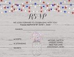 Rustic Patriotic Wedding Invitations with RSVP - 50 Pack