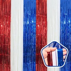 Red, White, and Blue Tinsel Curtains - 3 Pack