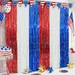 Red, White, and Blue Tinsel Curtains - 3 Pack