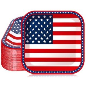 40Pcs American Flag Disposable Paper Plates