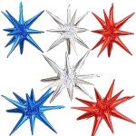 6 Red, White, and Blue Star Balloons Set