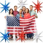 6 Red, White, and Blue Star Balloons Set