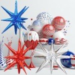 6 Red, White, and Blue Star Balloons Set