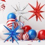 6 Red, White, and Blue Star Balloons Set