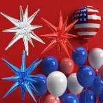 6 Red, White, and Blue Star Balloons Set