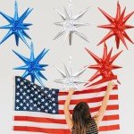 6 Red, White, and Blue Star Balloons Set