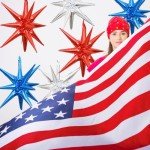 6 Red, White, and Blue Star Balloons Set