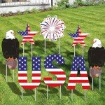 Patriotic 4th of July Yard Signs - Set of 8