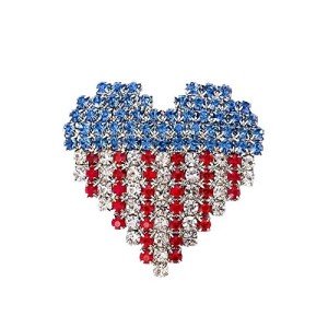 American Flag Heart Brooch Pin for Women