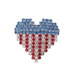 American Flag Heart Brooch Pin for Women