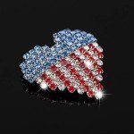 American Flag Heart Brooch Pin for Women