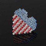 American Flag Heart Brooch Pin for Women