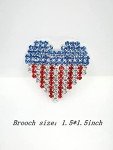 American Flag Heart Brooch Pin for Women