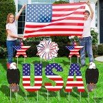 Patriotic 4th of July Yard Signs - Set of 8