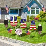 Patriotic 4th of July Yard Signs - Set of 8