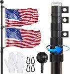 25 FT Heavy Duty Telescopic Flagpole with American Flag