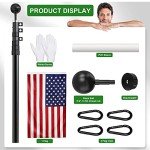 25 FT Heavy Duty Telescopic Flagpole with American Flag
