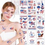 10 Sheets of Patriotic 4th of July Face Tattoos