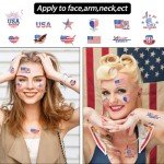 10 Sheets of Patriotic 4th of July Face Tattoos