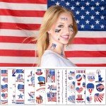 10 Sheets of Patriotic 4th of July Face Tattoos
