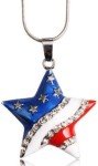 USA Flag Star Pendant Necklace for Patriotic Women