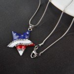 USA Flag Star Pendant Necklace for Patriotic Women