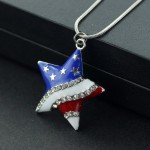 USA Flag Star Pendant Necklace for Patriotic Women