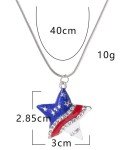 USA Flag Star Pendant Necklace for Patriotic Women