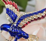 USA Patriotic Eagle Rhinestone Brooch Pin