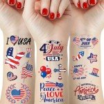 60 Patriotic Temporary Tattoos for Independence Day