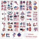20 Sheets of American Flag Temporary Tattoos