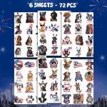 USA Flag Dog Temporary Tattoos – 72 Pack
