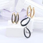 American Flag Silver Hoop Earrings with Zirconia