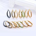 American Flag Silver Hoop Earrings with Zirconia