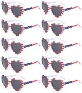 20 Pack American Flag Heart Sunglasses for Parties
