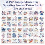 96 Glitter USA Flag Temporary Tattoos for Independence Day