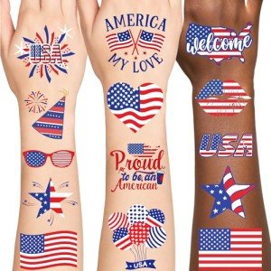 USA Flag Temporary Tattoos for Kids and Adults