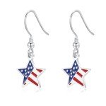 Patriotic American Flag Dangle Hook Earrings