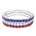 3pc Rhinestone American Flag Bracelets Set