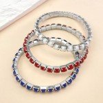 3pc Rhinestone American Flag Bracelets Set