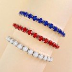 3pc Rhinestone American Flag Bracelets Set